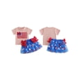 thumbnail image 2 of BemeyourBBs Toddler Baby Girl 4th of July Outfit Patriot Independent Day Clothes American Flag Embroidered Bows Short Sleeve T Shirt Tops and Print Tutu Skirt Set Toddler Girls Summer Clothes, 2 of 9