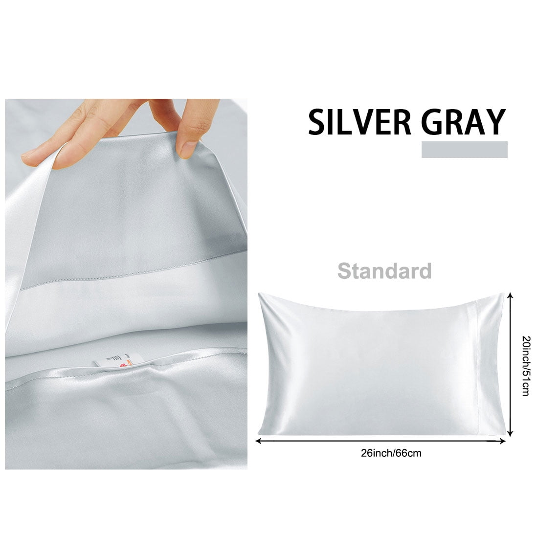 Unique Bargains 2-Pack Silk Pillowcase Eye Cover Set Gray Standard