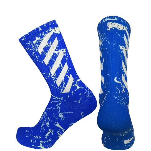 Elite Athletic Training Socks - Crew | Perfect for Soccer, Football, Baseball, Basketball, Hockey - All Sports Performance (X-Large, Blue)
