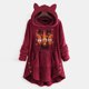 thumbnail image 2 of Top de abrigo de felpa con capucha y manga larga con botones de felpa con estampado informal para mujer Pompotops  FGAJ22597, 2 of 5