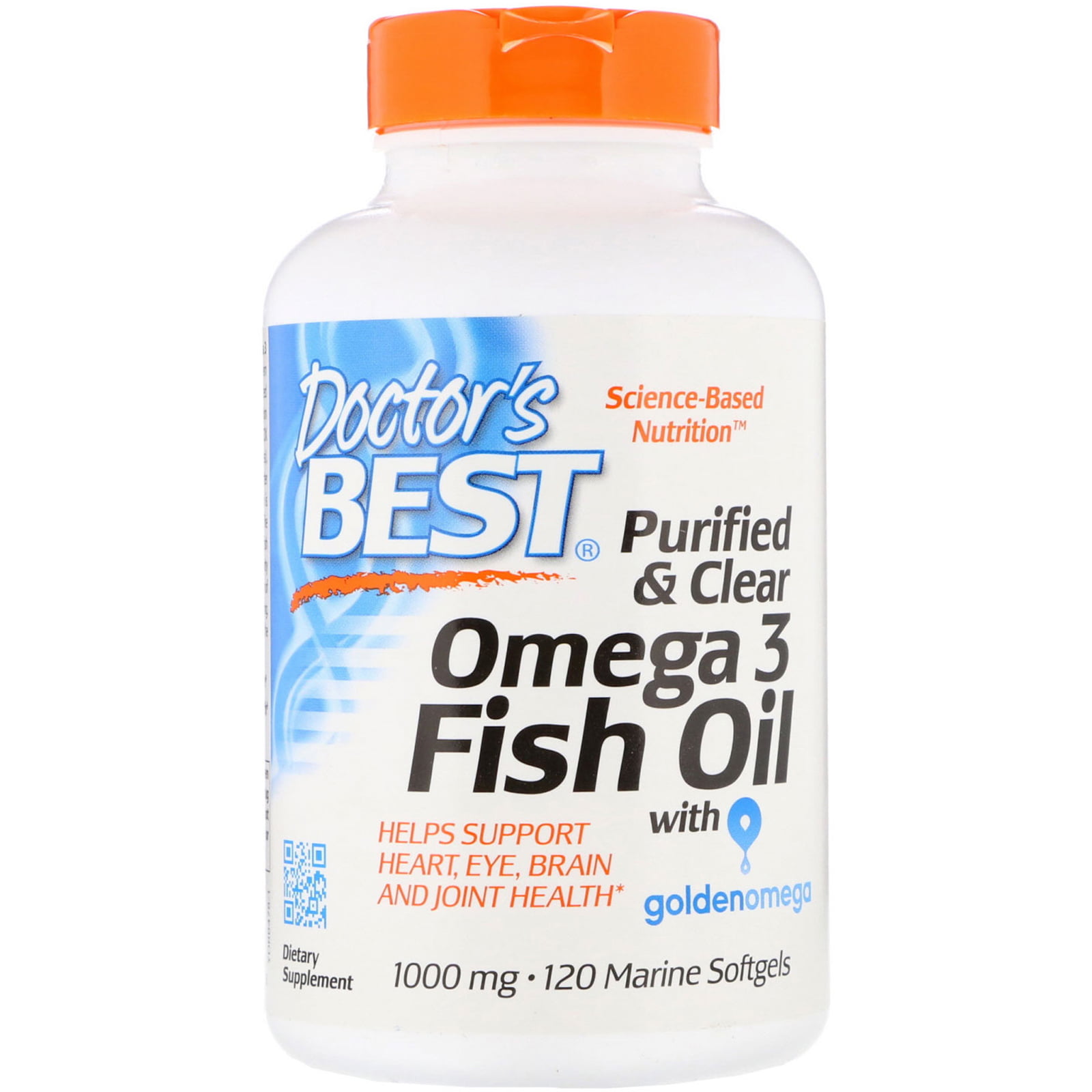 Doctor's Best Purified & Clear Omega 3 Fish Oil with Goldenomega, 1,000 ...