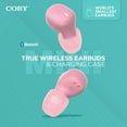 thumbnail image 3 of Coby Mini True Wireless Earbuds | Compact Lightweight in-Ear Headphones w/Case | World's Smallest Wireless Ear Buds w/Built-in Mic | Wireless Headphones, Bluetooth Headphones w/ 12-HR Play (Pink), 3 of 9