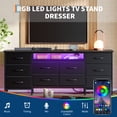 thumbnail image 2 of QinaQin Mueble para TV de 63 pulgadas con 10 cajones, centro de entretenimiento para pantallas de hasta 75 pulgadas, con luz LED y contacto eléctrico, 2 of 8