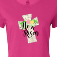 thumbnail image 4 of Inktastic He is Risen Cross with Script and Flowers Women's T-Shirt, 4 of 5