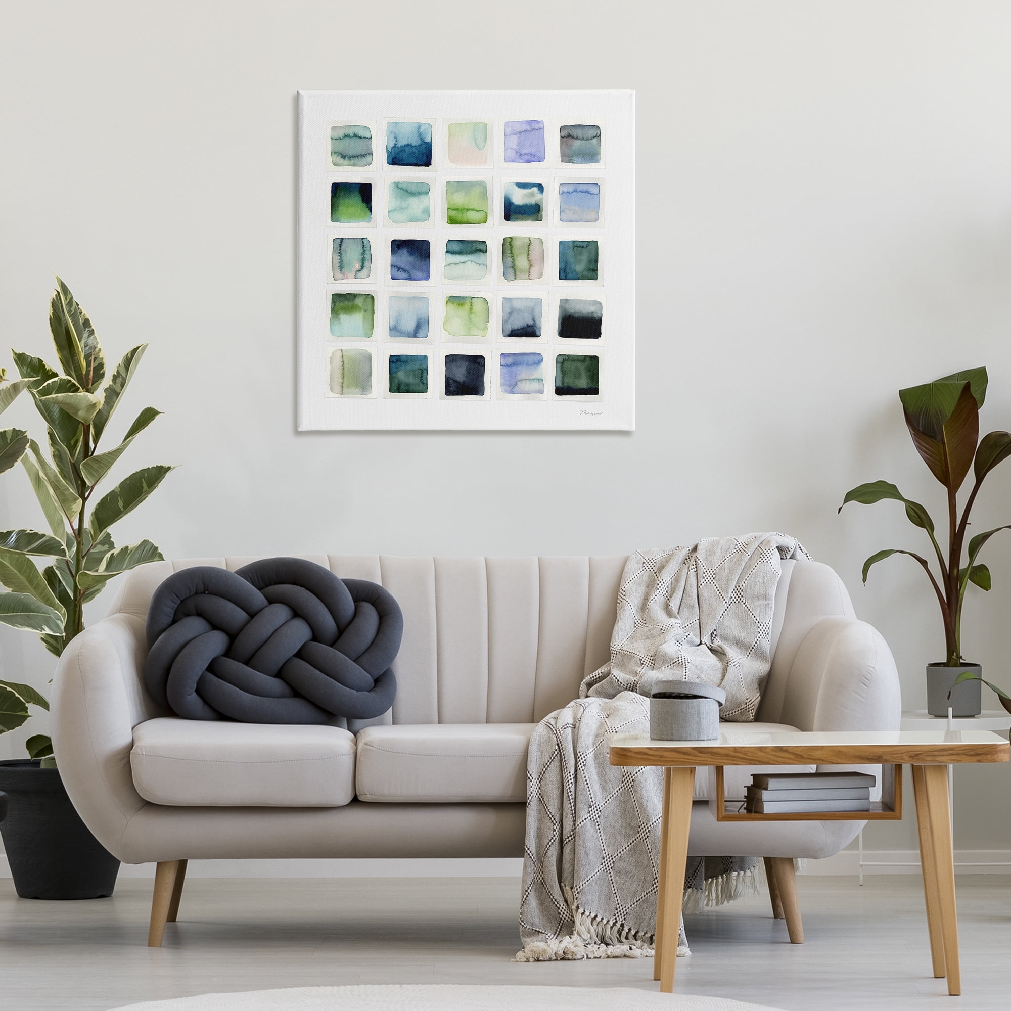 Stupell Industries Watercolor Patterned Squares Abstract Painting Gallery Wrapped Canvas Art Print Wall Art, 30 x 30