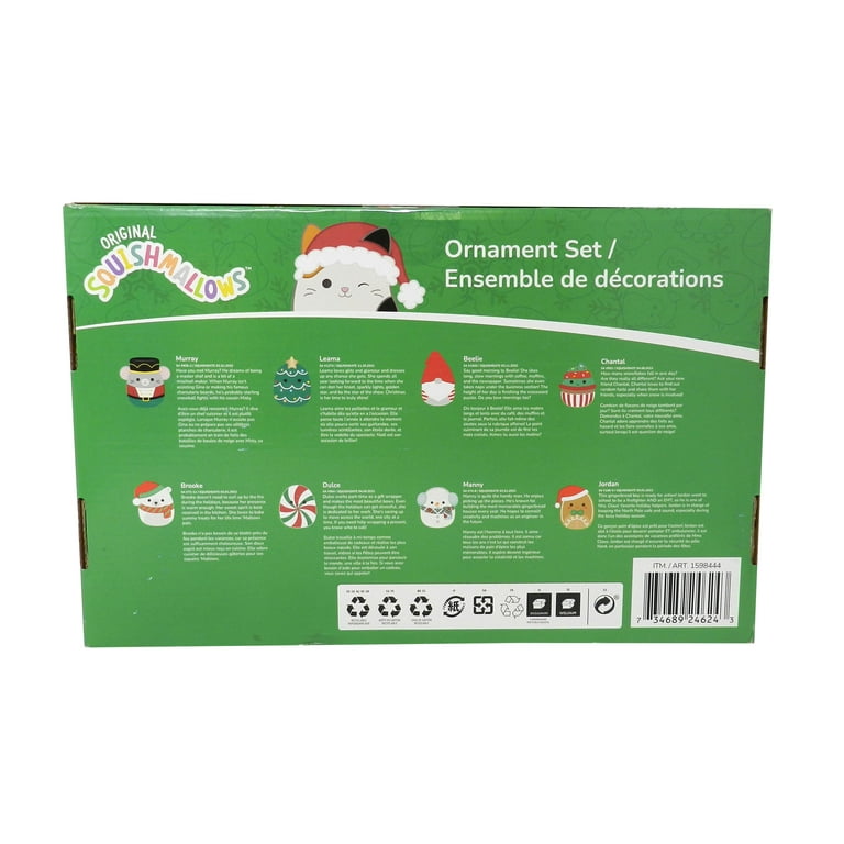  Holiday Ornament Set, 8 Pack, 4 in - Soft and Squishy