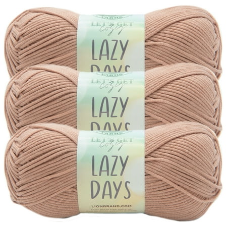 UPC: 0842093137122 | Lion Brand Yarn Lazy Days Taupe Tube Style Medium Polyester Brown Yarn 3-Pack