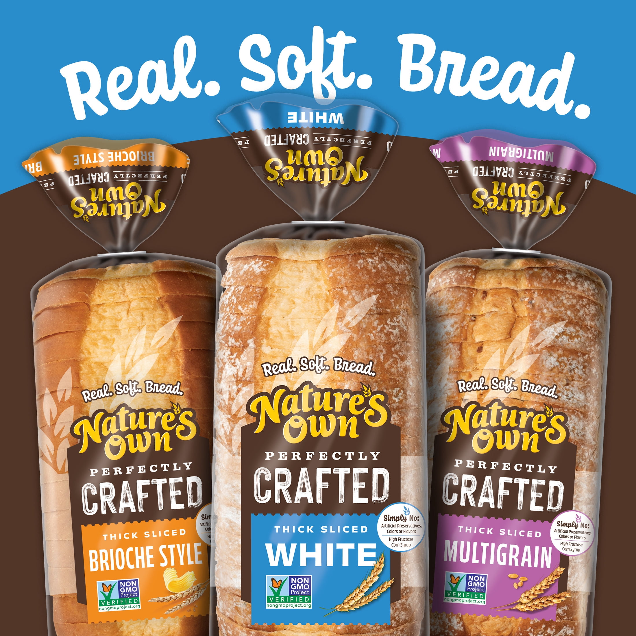 Nature's Own Perfectly Crafted White Bread, Thick Sliced Non-GMO Sandwich Bread, 22 oz Loaf