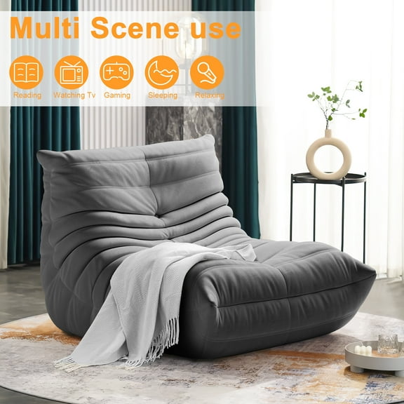 Fireside Chair, Soft Lounge Chair Lazy Floor Sofa Accent Bean Bag Couch for Living Room Corner Chair Bedroom Salon Office