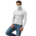 thumbnail image 5 of Mens Sports Athletic Shirt Stretch Turtleneck Long Sleeve Slim Fit Gym Training Muscle Tee Undershirt, 5 of 7