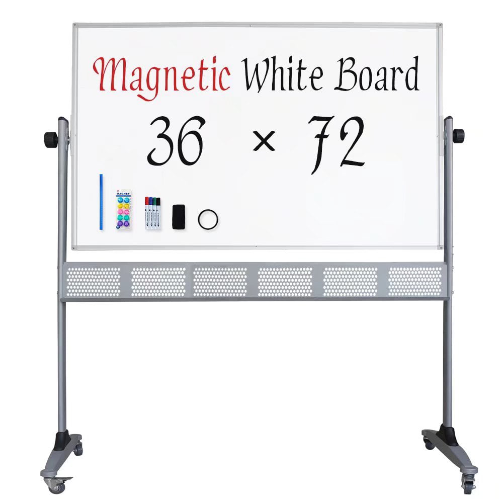 36" x 24" Dry Erase Board Stand Magnetic Double Sided Whiteboard Rolling Wheels 