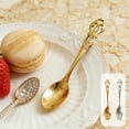 thumbnail image 1 of Cuchara de postre de acero inoxidable 5,11 pulgadas | Vajilla vintage de mango hueco | Asa larga pulida para helado, pudin, yogur, café, té | Oro/Plateado | Comedor en la cocina, 1 of 6