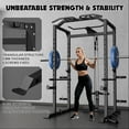 thumbnail image 3 of MITONOS Home Power Cage, 2000LBS Squat Rack with LAT Pulldown, Multi-Function Weight Cage Strength Training Machine, Workout Cage with More Attachments for Home Gym Garage, BK, 3 of 9