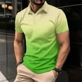 thumbnail image 2 of ohmzyzo Polo Shirts for Men Casual Short Sleeve Button Down Summer Tee Tops Trendy Comfy Gradient Color Tees Outdoor Golf Workout Shirts Green 3XL, 2 of 6