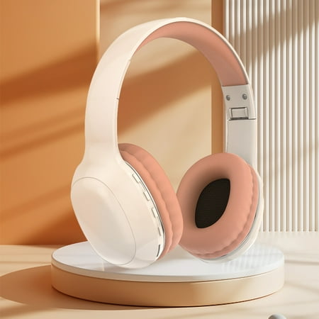 Over Ear Headphones Hwkond Bluetooth 5.3 Subwoofer Headband Wireless Headphones - Built-in Microphone Stereo Noise Cancelling Foldable Headphones Pink
