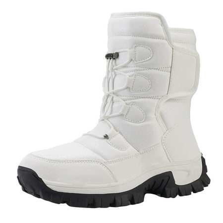 

Ediodpoh Couple Boots Winter Snow Boots Padded Thickened Warm Cotton Shoes Booties for Women White 8.5