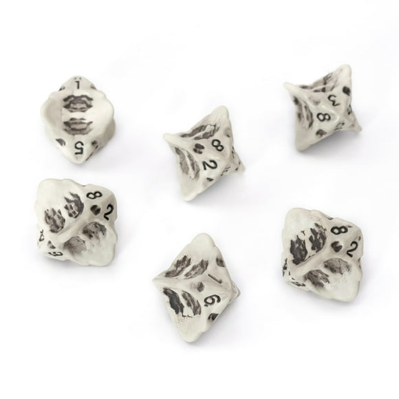 Ensemble de dés D8 - Ensemble de Six dés à 8 Côtés - dés RPG à Thème Crâne et Os. Cadeau Cool et Unique pour Dungeons et Dragons (DND), Warhammer, D&D, Pathfinder, D&D. (Os Blanc Propre)