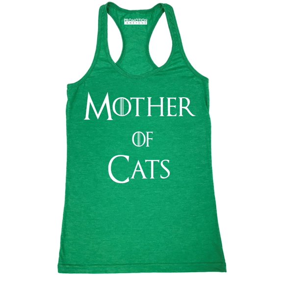 P&B Mother of Cats Funny Women's Tank Top, Heather Green, 2XL