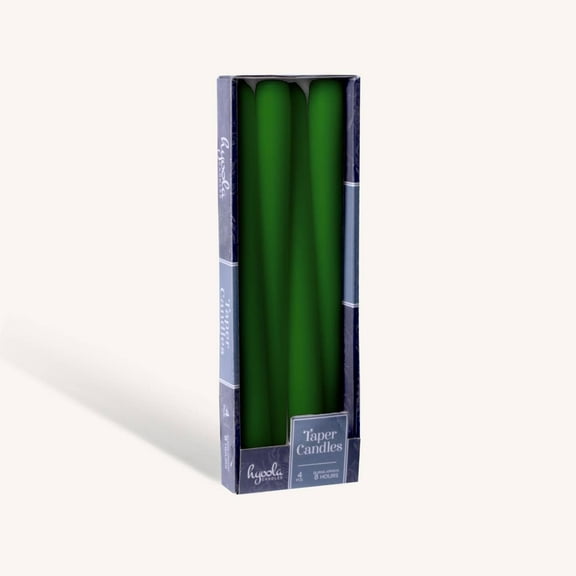 Hyoola 10" Hunter Green Dripless Taper Candles Unscented Paraffin Wax with Cotton Wicks, 4-Pack