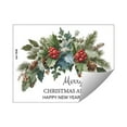 thumbnail image 2 of Removable Christmas Wreath Wall Stickers - Green Leaves, Pinecones, And Red Berries Pattern Decals for Home, Office, And Glass Holiday Decor, 2 of 7