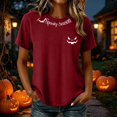 thumbnail image 2 of Pumpkin Spooky Graphic Tees for Women Crew Neck Short Sleeve Fashion Tops Fall Shirts Red XL, 2 of 6