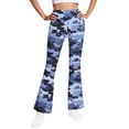 thumbnail image 2 of ATOGUTA Girls Flare Leggings High Waisted Casual Kids Print Warm Fleece Bell Bottom Pants Size 5T-16, Blue, 2 of 6