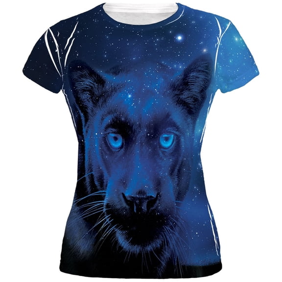 Black Leopard Night Sky All Over Womens T-Shirt - 2X-Large