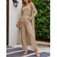 thumbnail image 3 of Oudiya Women's 3 Piece Knit Lounge Set Pajama Long Sleeve Cardigan Sleeveless Top Pants Sweatsuit S-XXL, 3 of 6