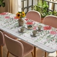 thumbnail image 3 of Pink Spring Floral Table Cloths for 8 Foot Rectangle Tables, Weeping Romantic Flowers Wooden Patio Waterproof Elastic Fitted Tablecloths, Washable Rectangular Table Cover for Camping, 3 of 8