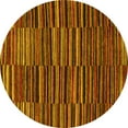 thumbnail image 1 of Ahgly Company Machine Washable Indoor Round Abstract Yellow Modern Area Rugs, 3' Round, 1 of 4