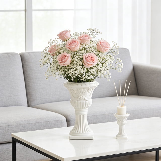 Jarrón de cerámica para arreglos florales | Jarrón decorativo para el hogar | Jarrón sencillo de mesa para decoración de interiores