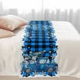 thumbnail image 3 of Bed Runner Scarf for Cal.King Size Bed, Blue Plaid Christmas Truck Beds Scarf Throws for Foot of Bedding, Xmas Tree Snowman Snowflake Decorative Beds Runners for Bedroom Guestroom, 102"x20", 3 of 8