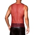 thumbnail image 3 of INSPIRE CHIC Rhinestones Sparkly Tank Top for Men's Shiny Mesh Sleeveless Tee Shirt Rave Sheer Metallic Vest M Red, 3 of 6