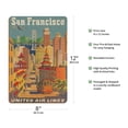 thumbnail image 2 of San Francisco California - Cable Car in Chinatown - United Air Lines - Vintage Airline Travel Poster by Joseph Fehér c.1950s - 8 x 12 inch Vintage Wood Art Sign, 2 of 4