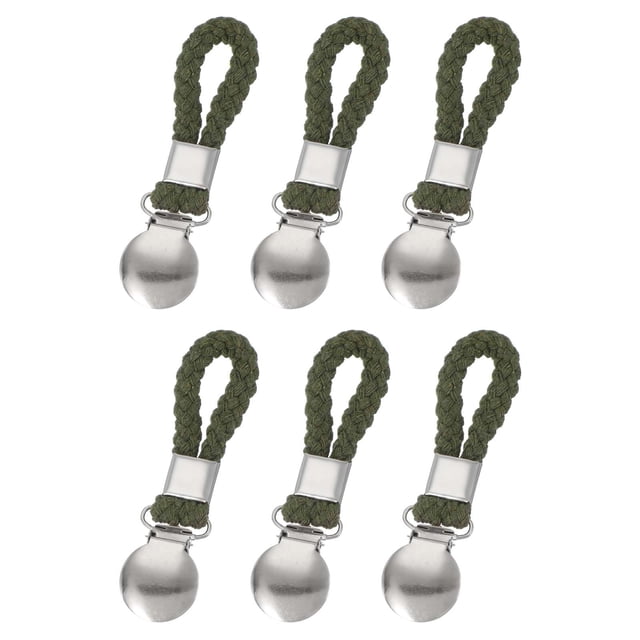Uxcell 6 Pcs Clips para Toallas de Té con Asa de Algodón para Colgar, Ganchos de Toalla de Metal de 4.3 Pulgadas, Perchas de Tela Multifuncionales para el Hogar, Cocina y Baño, Verde (Redondo)