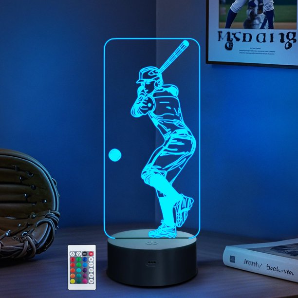 Lámpara LED 3D CoolGift Mart de béisbol con control remoto