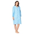 thumbnail image 3 of Casual Nights Women's Floral Snap Front Flannel Duster Long Sleeve Lounger Dress, 3 of 5
