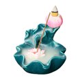 thumbnail image 2 of Happy Date Backflow Incense Burner Incense Holder Waterfall Handmade Ceramic Waterfall Incense Burner for Home Office Yoga Aromatherapy Relaxation Gifts Lotus Pond, 2 of 2