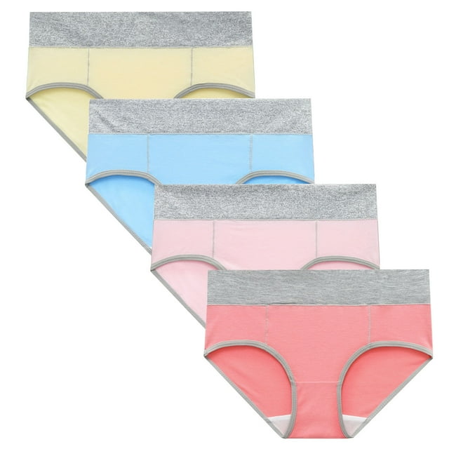 RKSTN 4Pc Womens Boxer Briefs High Waist Full Coverage Briefs Soft Breathable Postpartum Panties Patchwork Color Stretch Underpants