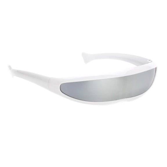 Wxqbjtam Futuristic Shield Sunglasses Party Mirrored Lens Visor Glasses Eyewear Funny A 4