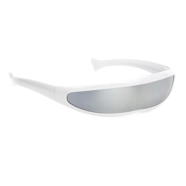 Traje Unisex de Visera de lente única Zulema Marco blanco plateado espejado