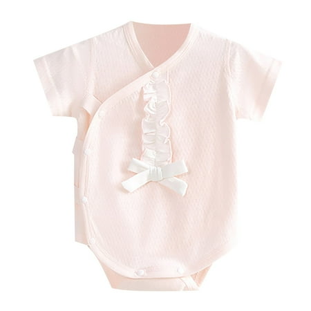 

ZRBYWB Summer Toddler Cartoon Pattern Solid Color Breathable Onesie Casual Home Suitable For 1 To 12 Months Summer Tops