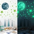 thumbnail image 1 of Pegatinas de pared 3D con puntos luminosos y calcomanías de luna para pared, decoración de pared fluorescente y lunar para dormitorio infantil, habitación infantil, techo, 1 of 8