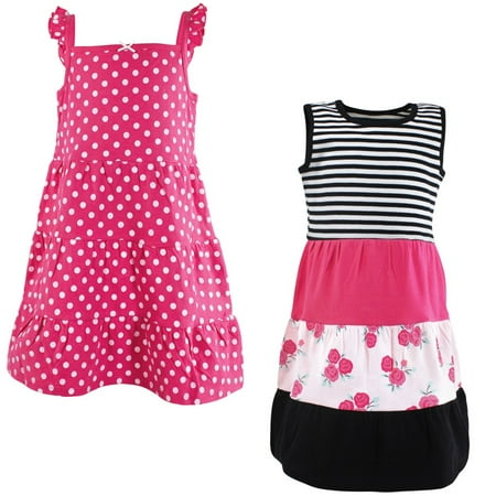 

Hudson Baby Infant and Toddler Girl Cotton Dresses Pink Black Roses 8 Years