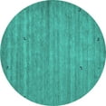 thumbnail image 1 of Ahgly Company Machine Washable Indoor Round Abstract Turquoise Blue Contemporary Area Rugs, 5' Round, 1 of 4