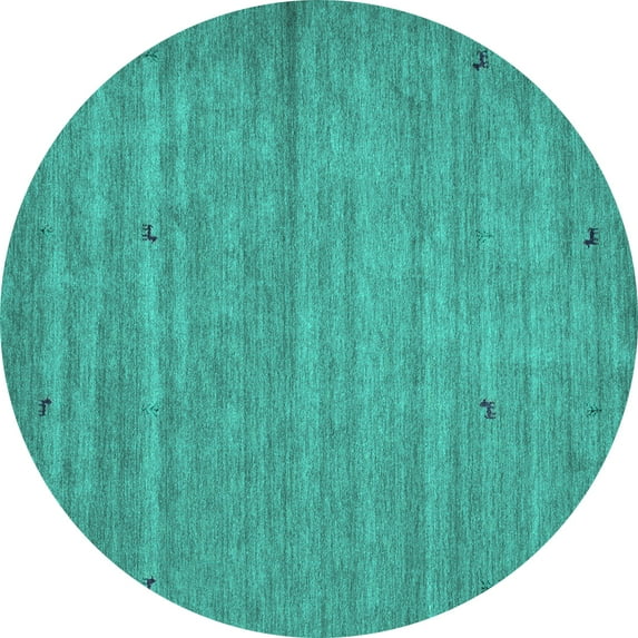 Ahgly Company Indoor Round Abstract Turquoise Blue Contemporary Area Rugs, 8' Round