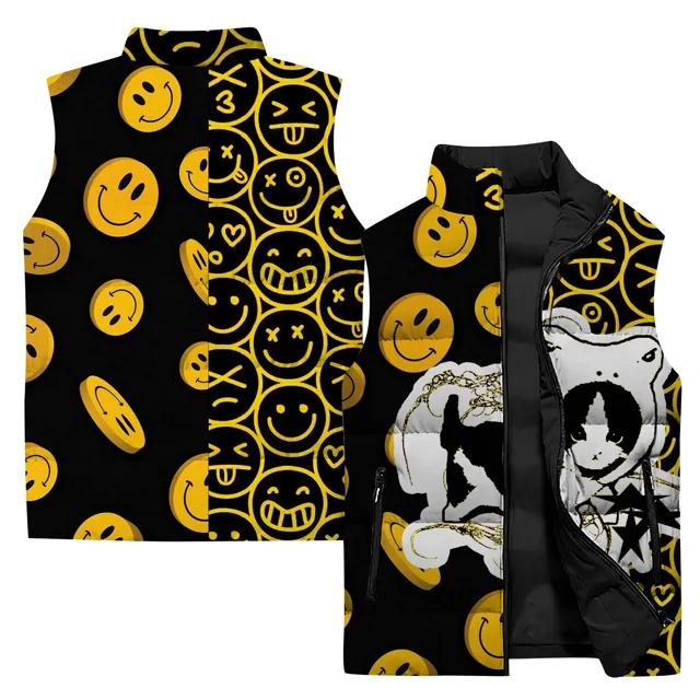 Chaleco con estampado de gato lindo y moderno para hombre, ropa informal, versátil, cómoda y cálida, chalecos para hombre, chaleco cortavientos para hombre