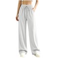 thumbnail image 2 of Kttectoa Pants for Women Wide Leg Drawsting Waist Loose Corduroy Pants Solid Fill Length with Pockets Casual Lounge Fall Winter, 2 of 5