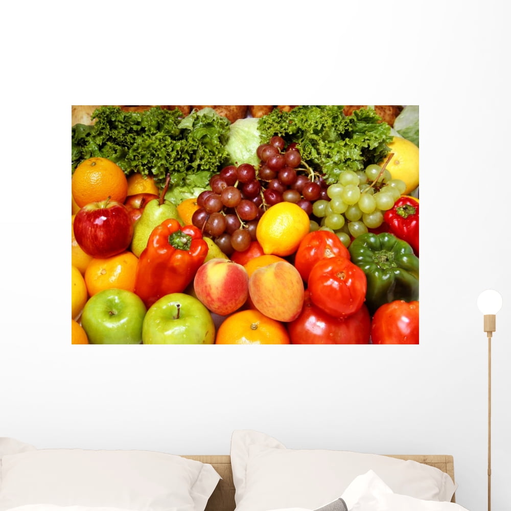 Fresh Fruits and Vegetables Wall Mural Decal by Wallmonkeys Vinyl Peel