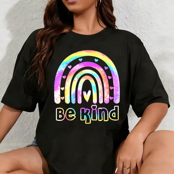 100% Cotton Unisex Be Kind Tie Dye Rainbow Choose Kindness Women Kids Girls T-Shirt